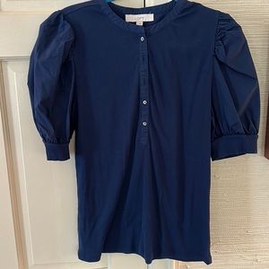 Navy Loft top with Puff sleeves